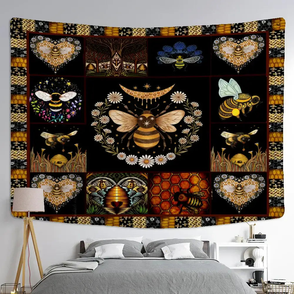 Black Gold Bee Tapestry