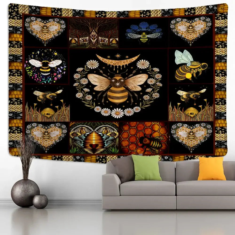 Black Gold Bee Tapestry