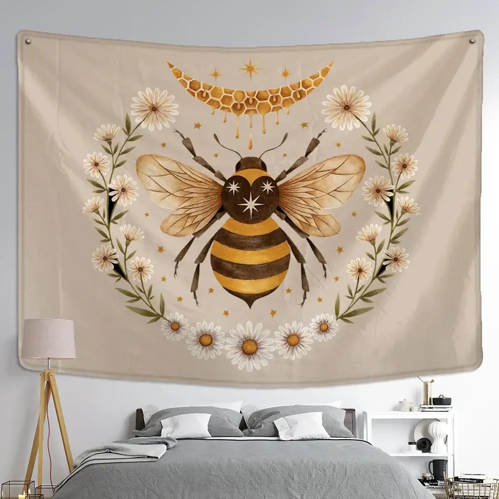 Black Gold Bee Tapestry