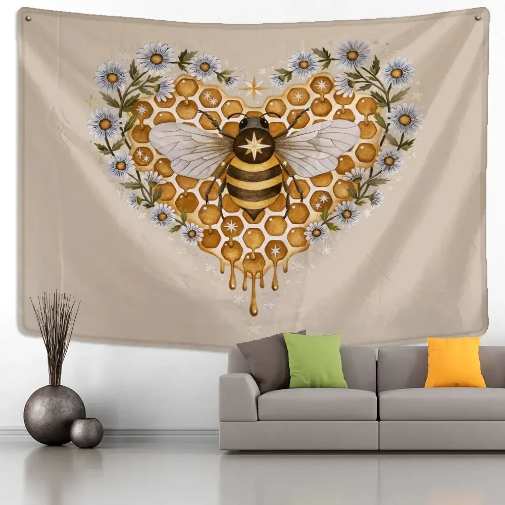 Black Gold Bee Tapestry