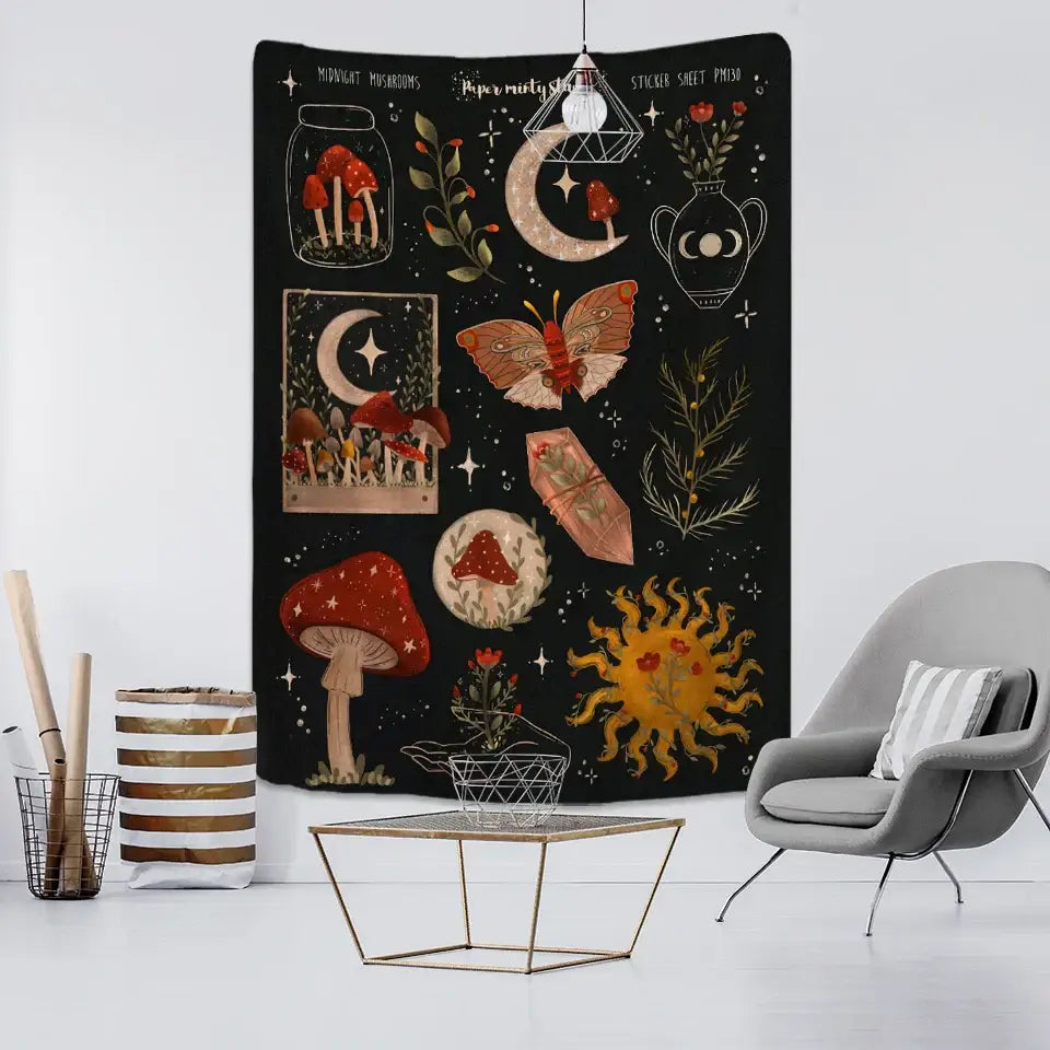 Black Gold Starry Tapestry