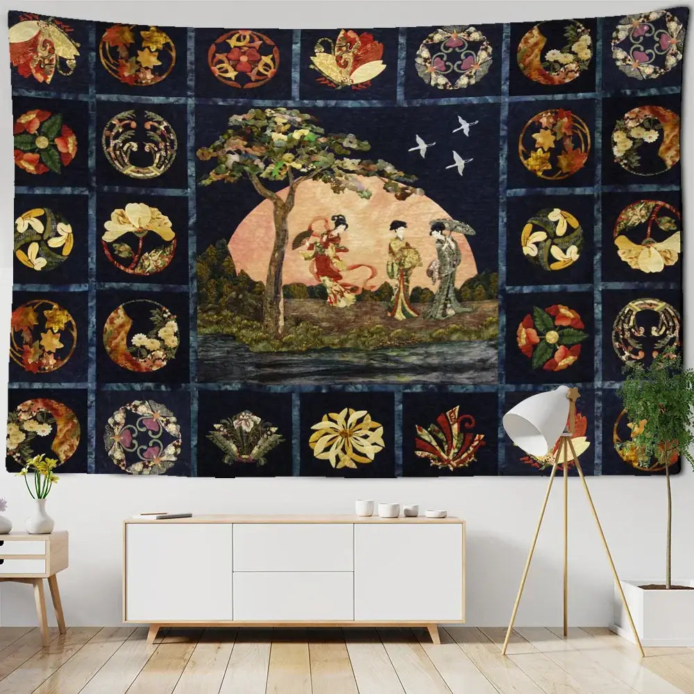 Black Gold Starry Tapestry