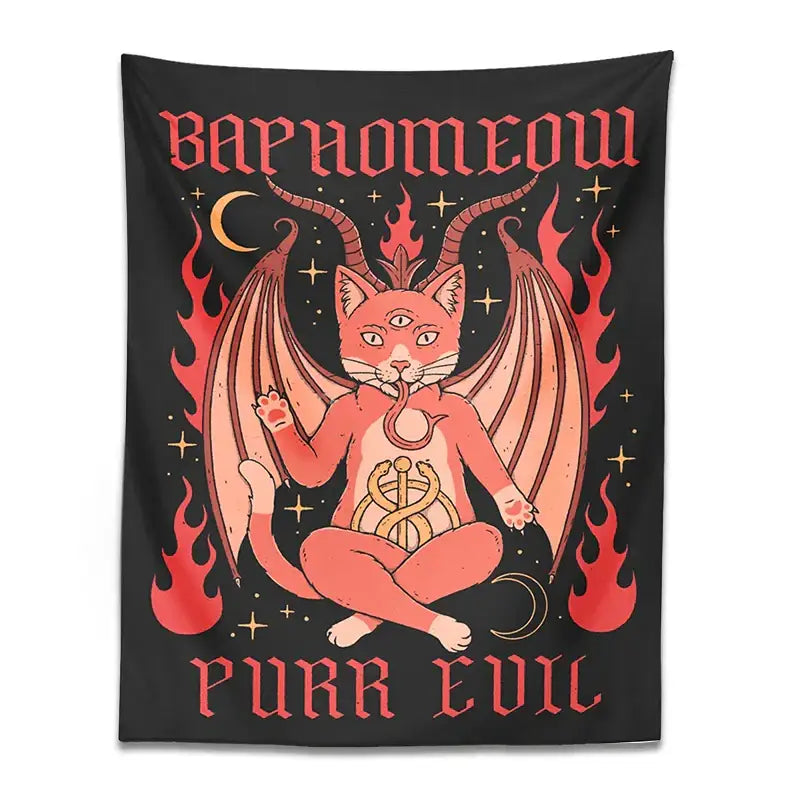 Black Pink Cat Tapestry