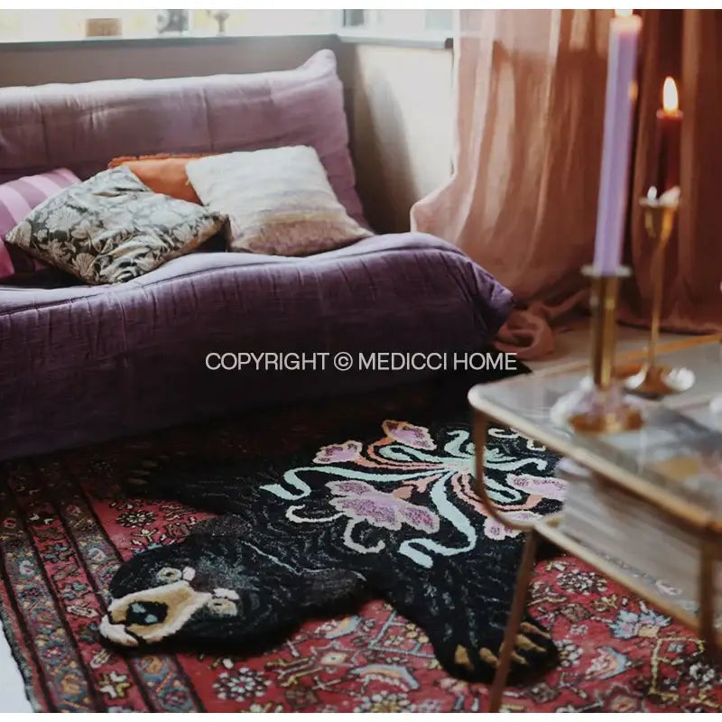 Black Boho Bear Rug
