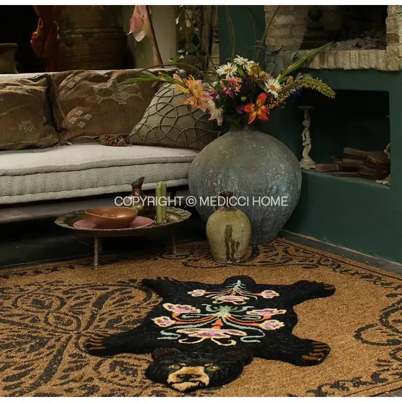 Black Boho Bear Rug