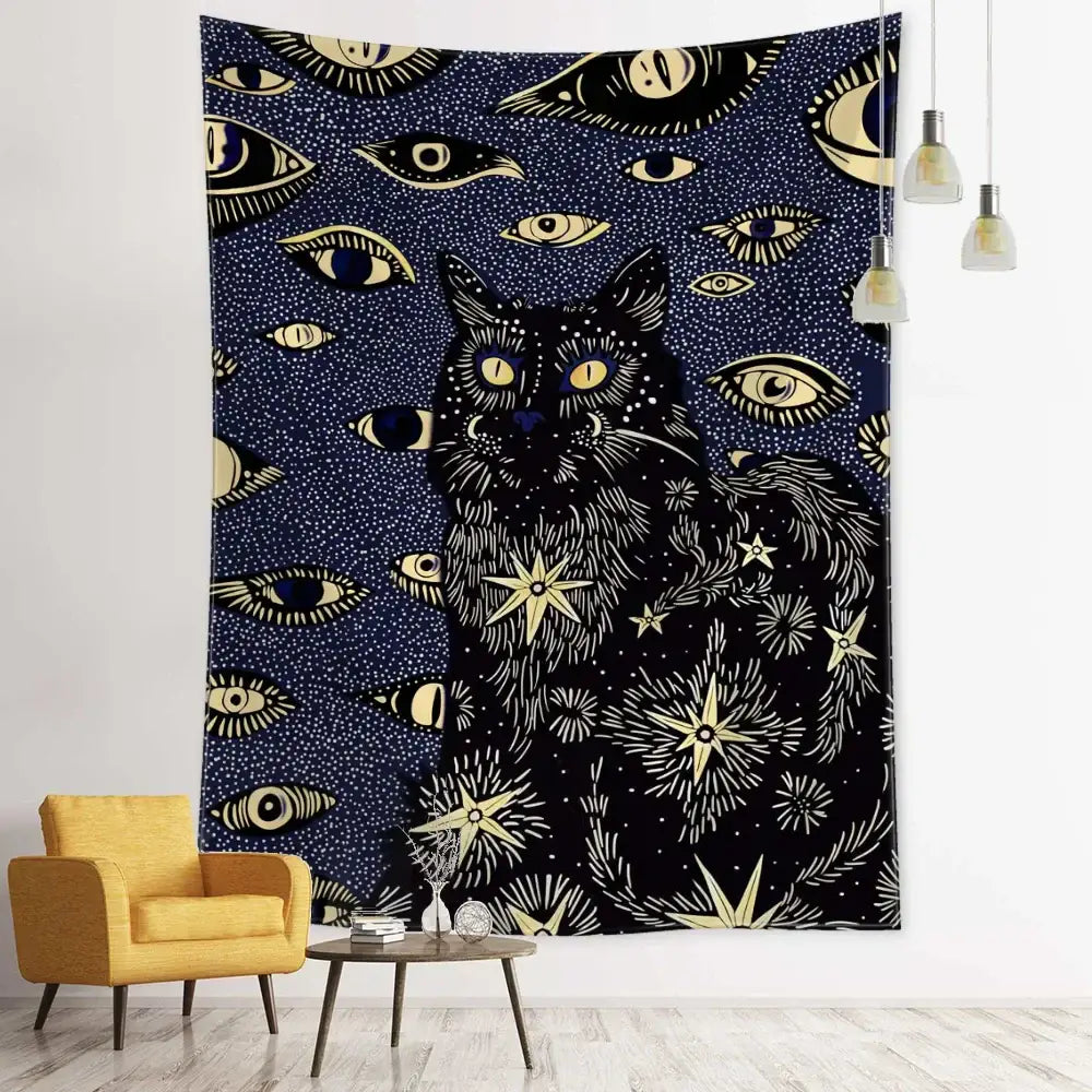 Black Gold Celestial Tapestry
