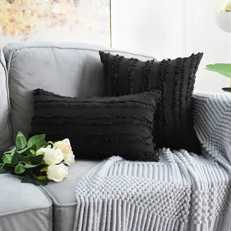 Black Tassel Pillow Covers