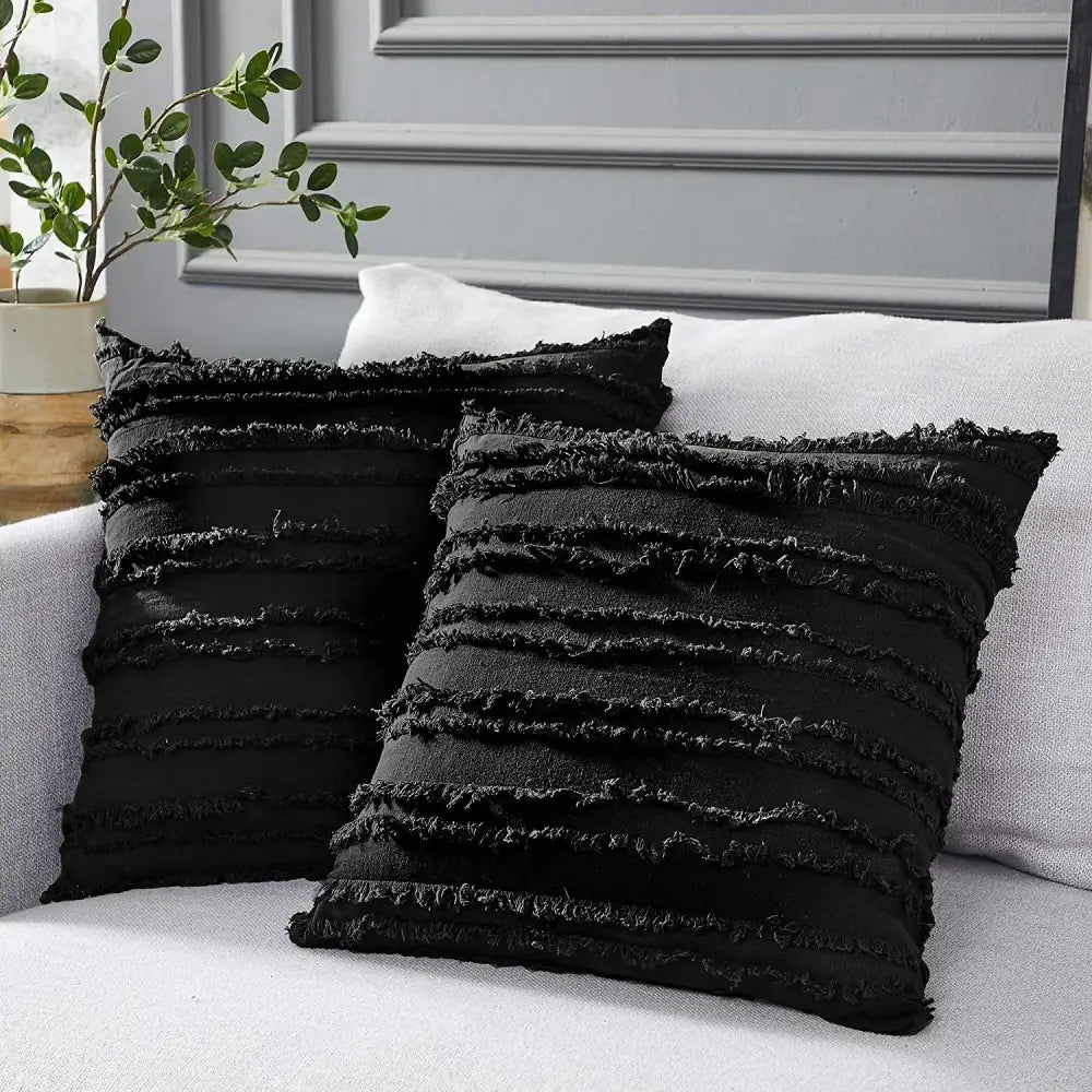 Black Tassel Pillow Covers