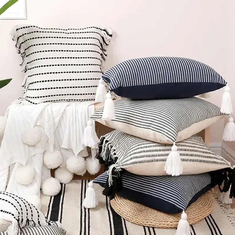 Black White Jacquard Pillow