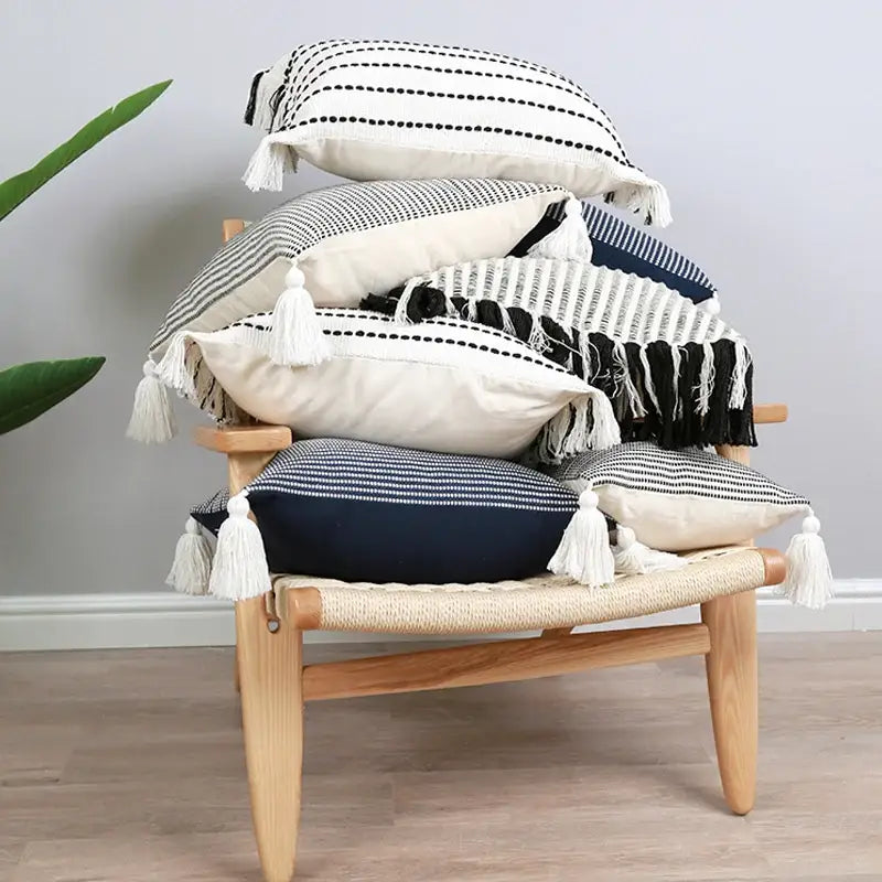 Black White Jacquard Pillow