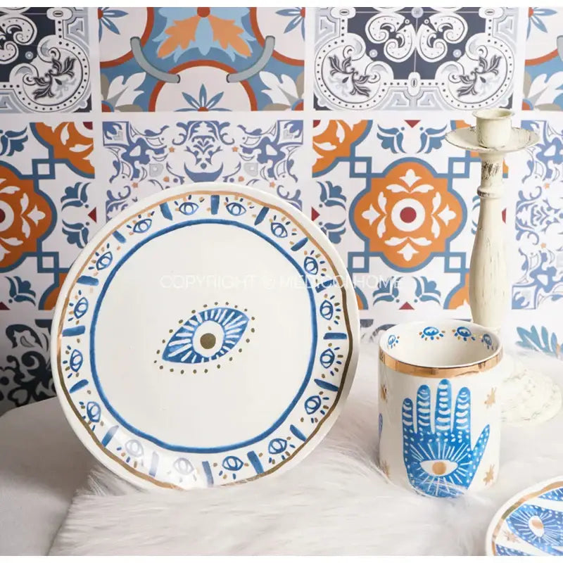 Blue Gold Ceramic Plate