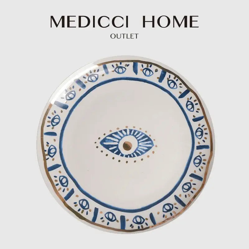 Blue Gold Ceramic Plate