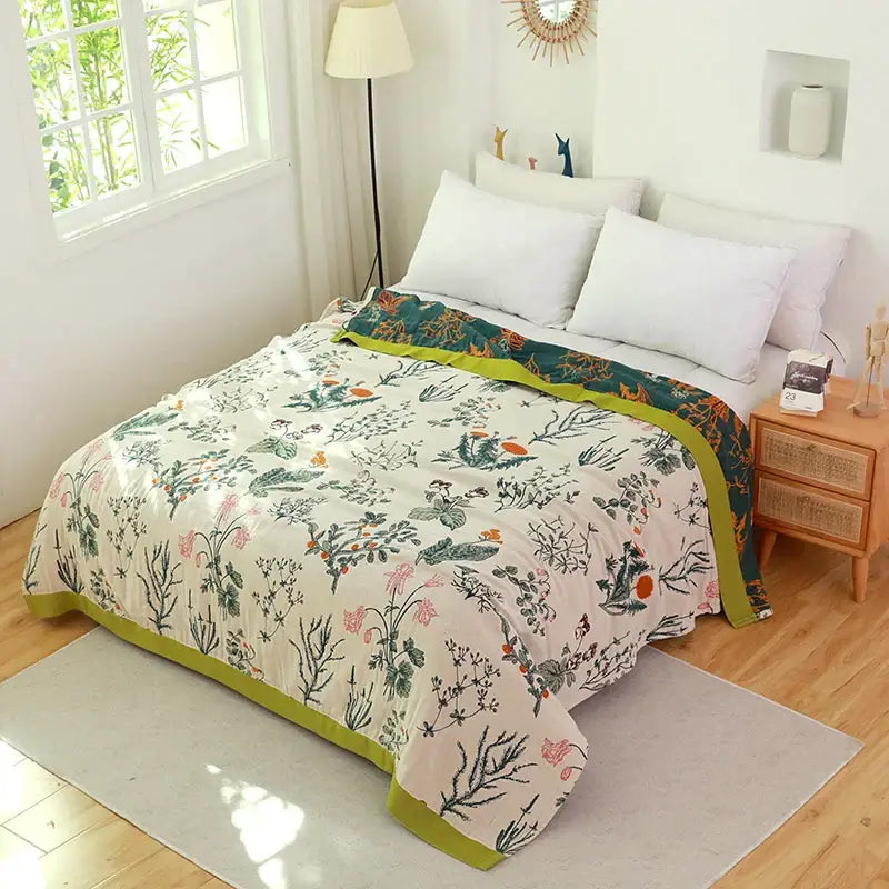 Blue Cream Quilted Sofa Cover