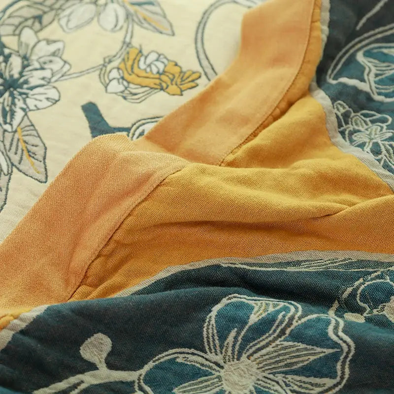Blue Cream Quilted Sofa Cover