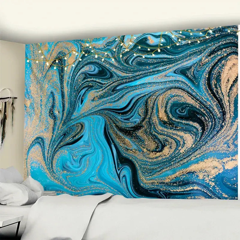 Blue Marbled Tapestry Wall