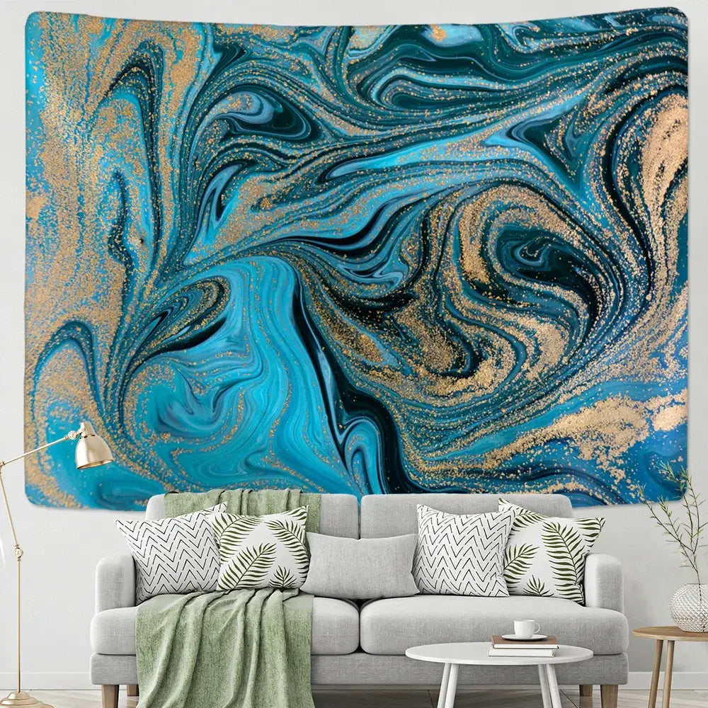 Blue Marbled Tapestry Wall