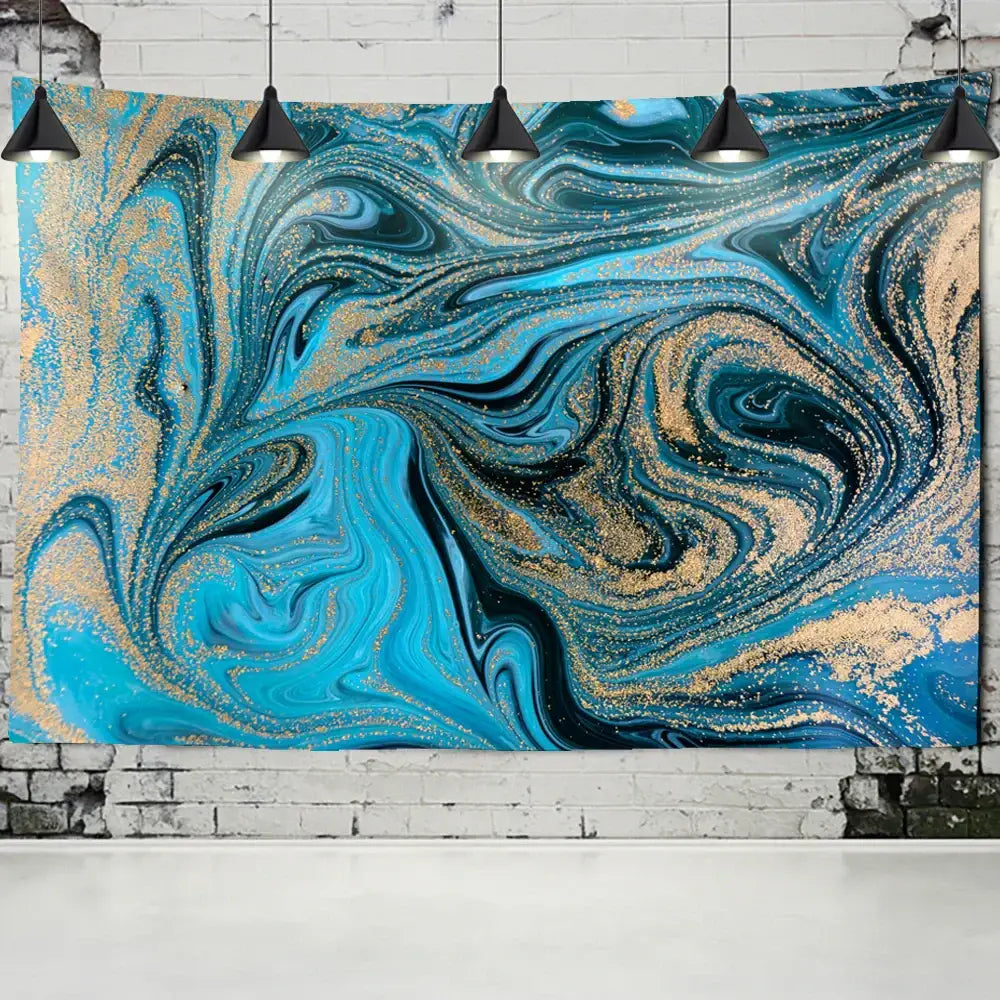 Blue Marbled Tapestry Wall