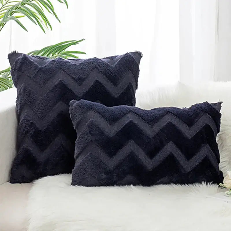 White Faux Fur Chevron Pillow