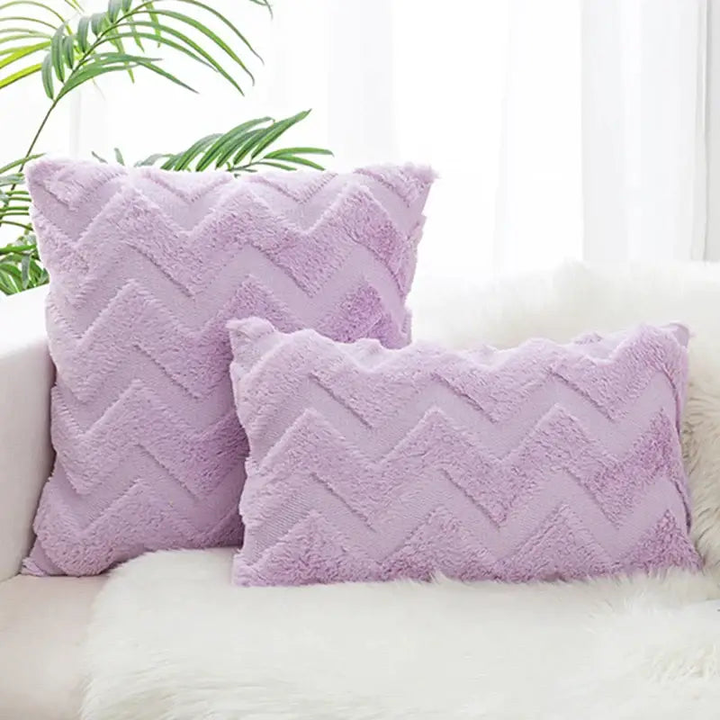 White Faux Fur Chevron Pillow