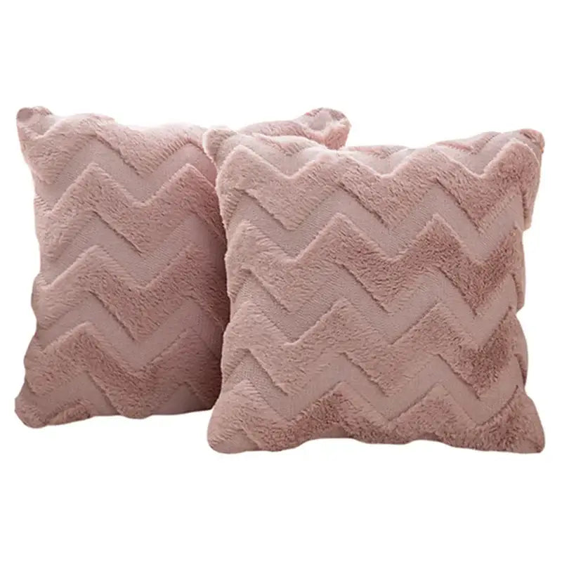 White Faux Fur Chevron Pillow