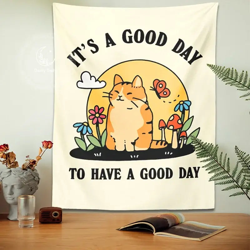 Floral Cat Tapestry Decor