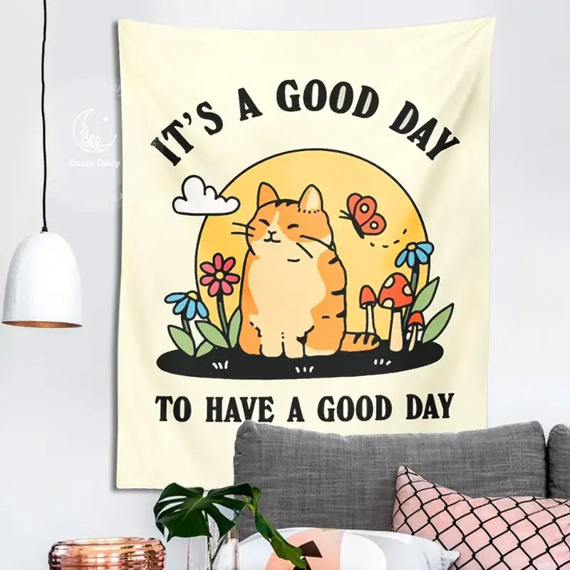 Floral Cat Tapestry Decor