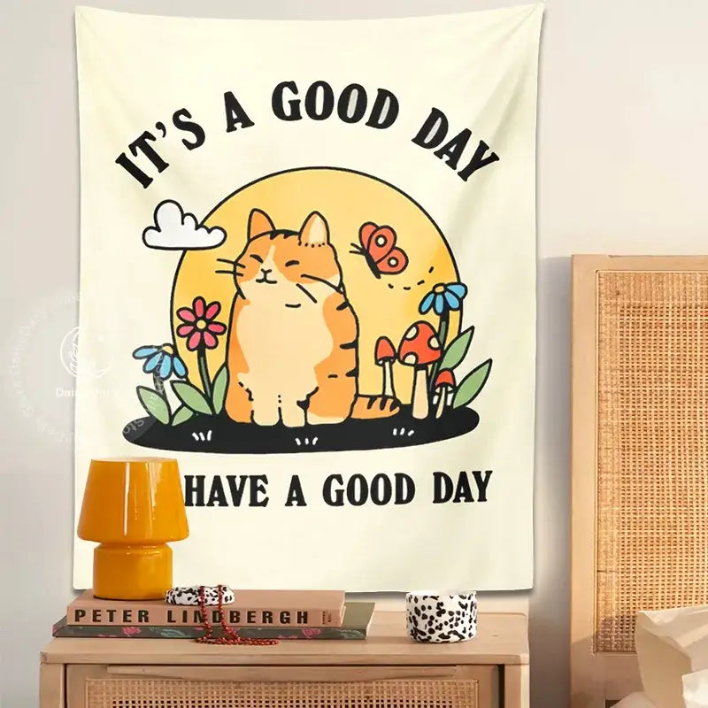 Floral Cat Tapestry Decor