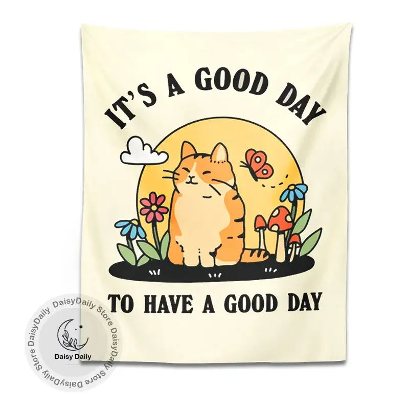 Floral Cat Tapestry Decor