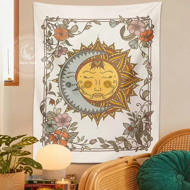 Cream Celestial Sun Tapestry