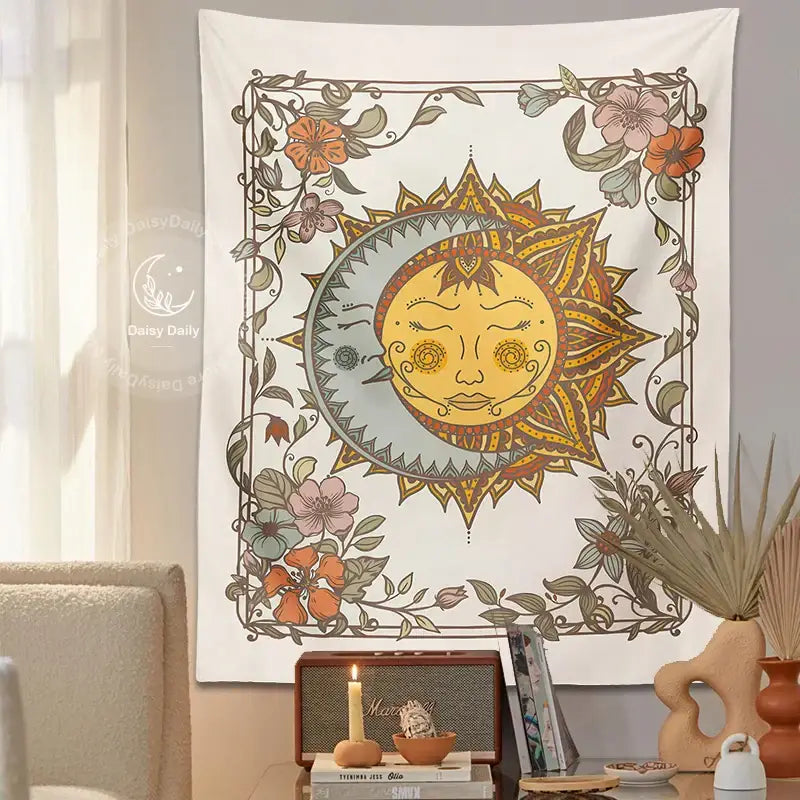 Cream Celestial Sun Tapestry