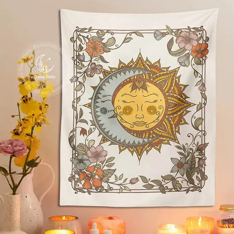 Cream Celestial Sun Tapestry