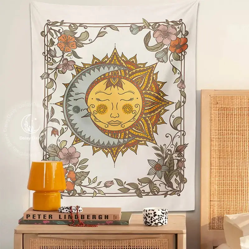 Cream Celestial Sun Tapestry