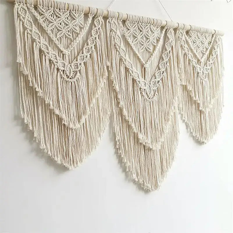 Cream Macrame Wall Hanging 80x130cm Fringe