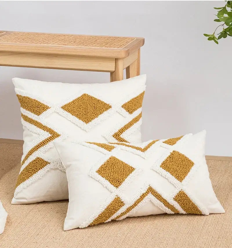 Cream Tan Tufted Cushion Cover