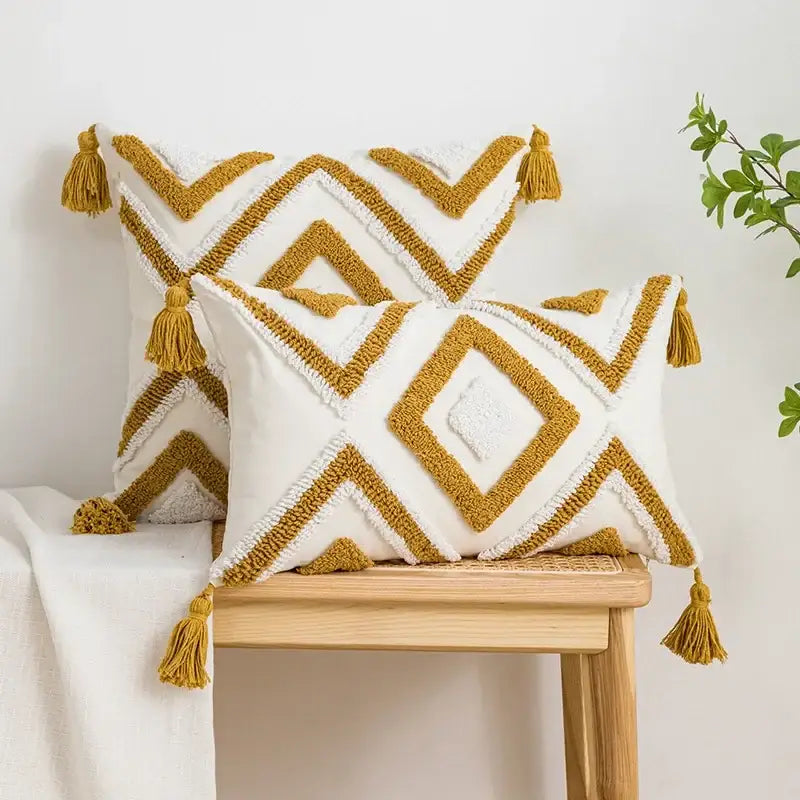 Cream Tan Tufted Cushion Cover
