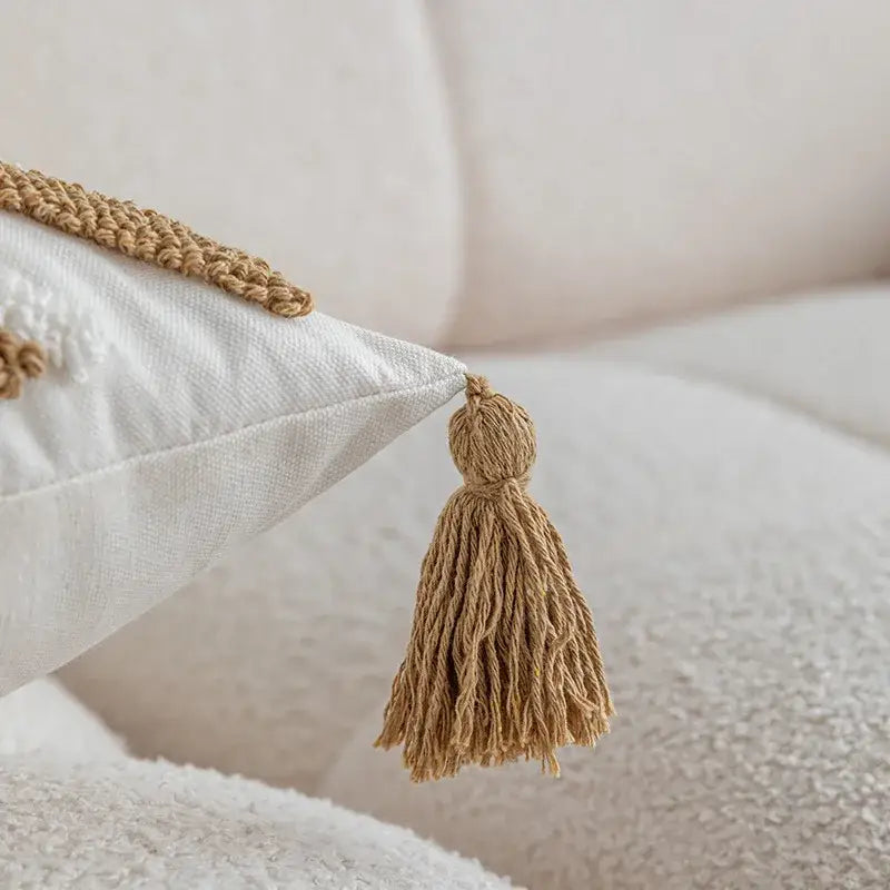Cream Tan Tufted Cushion Cover