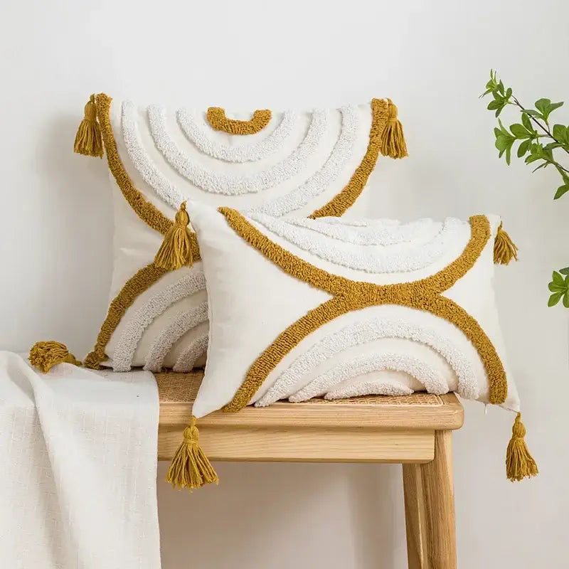 Cream Tan Tufted Cushion Cover