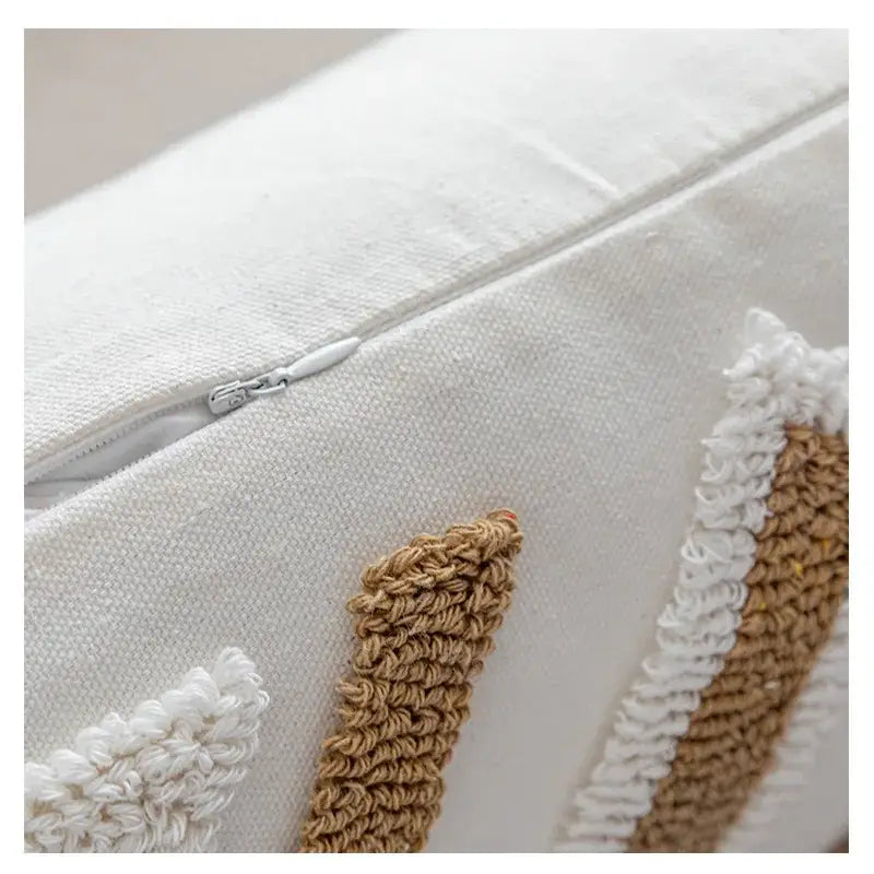 Cream Tan Tufted Cushion Cover