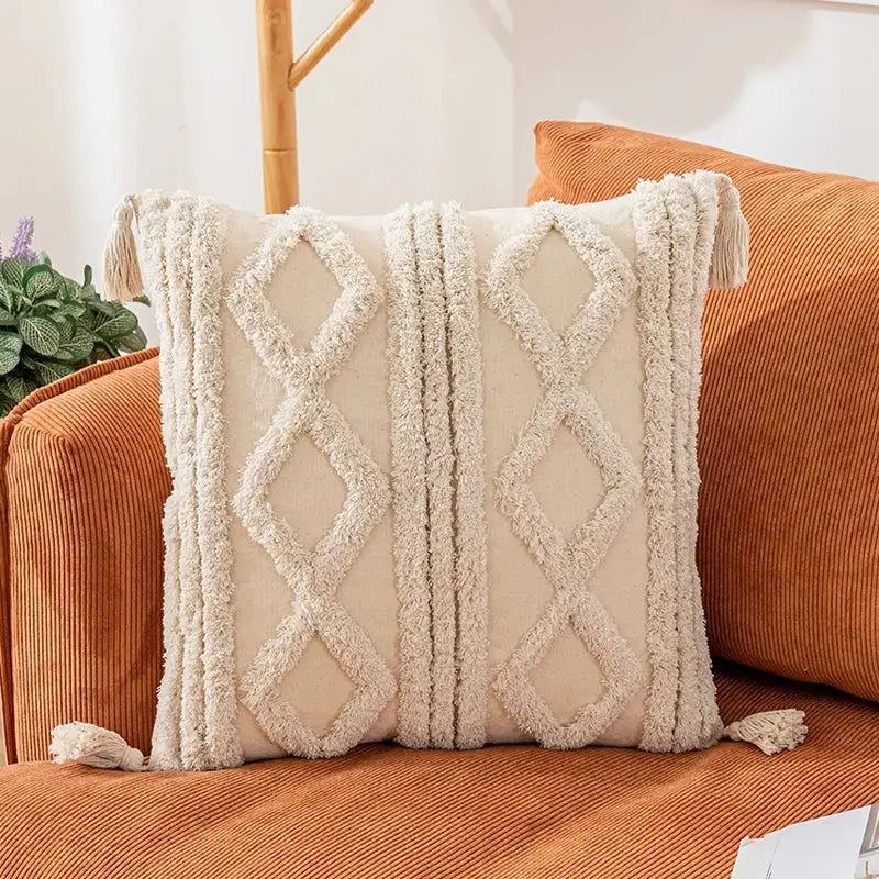 Cream Textured Cotton Pillow