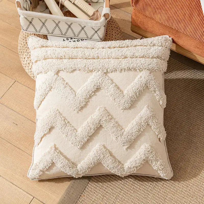 Cream Textured Cotton Pillow