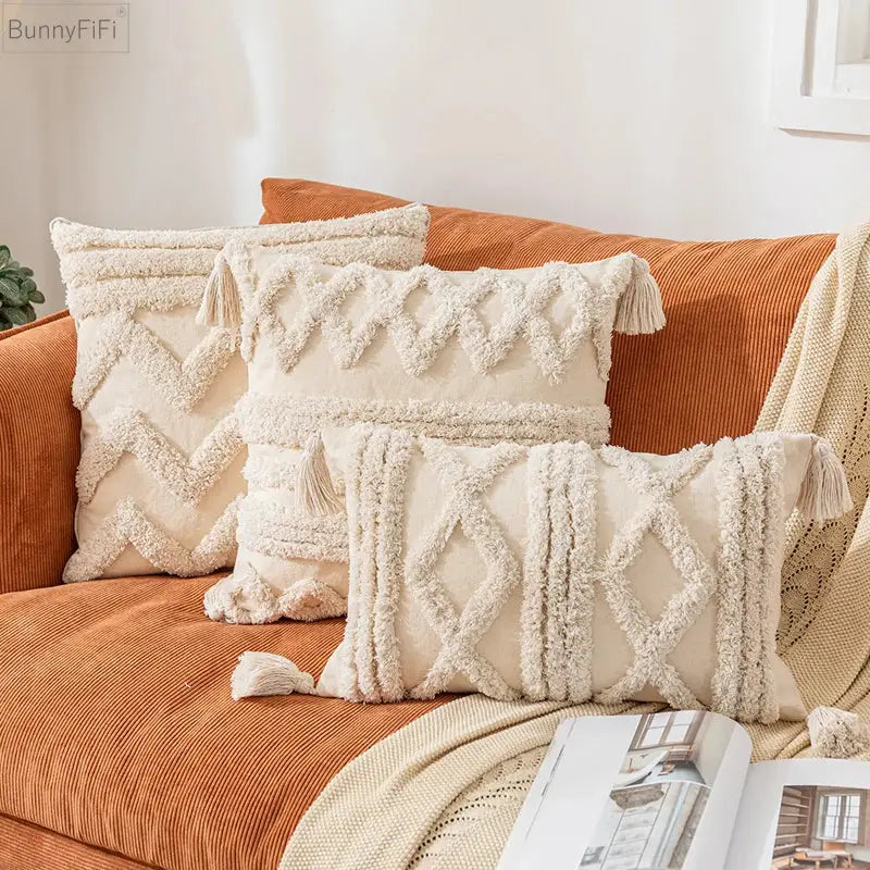 Cream Cotton Pillow Cover