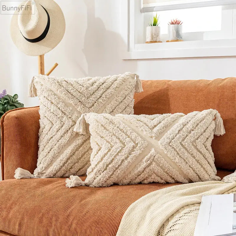 Cream Cotton Pillow Cover