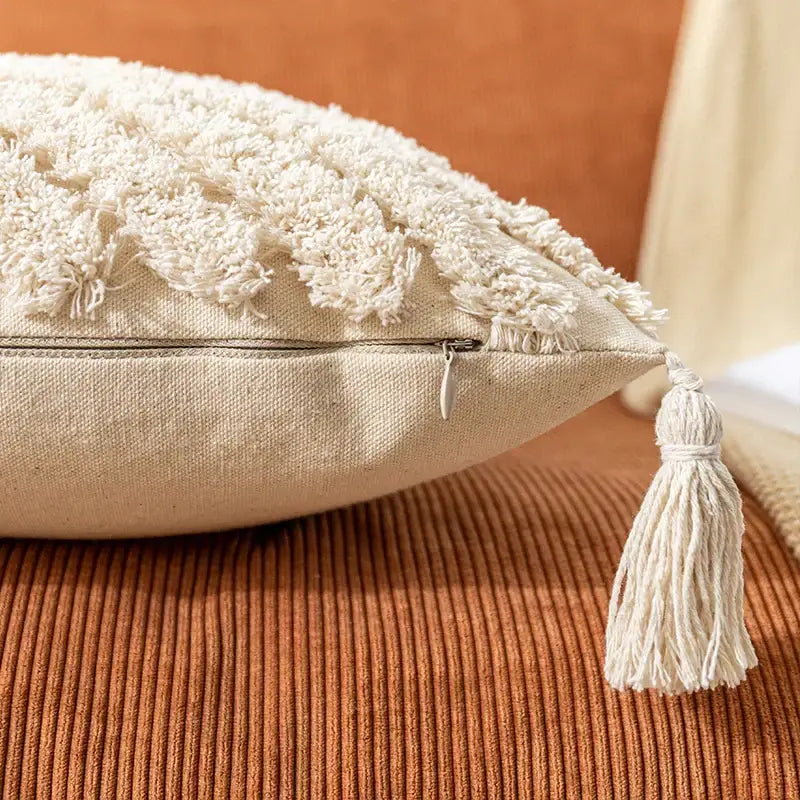 Cream Textured Cotton Pillow