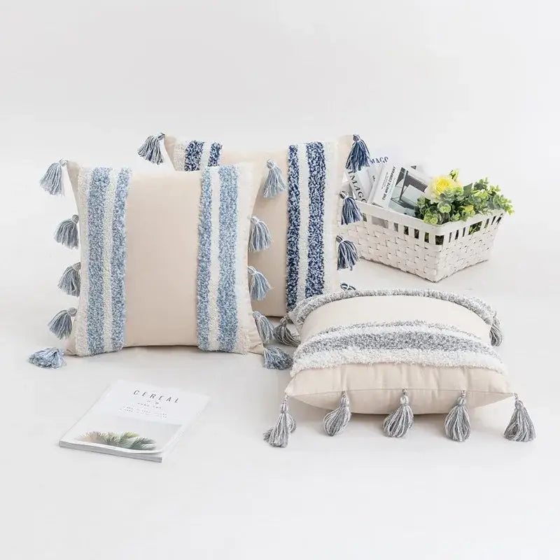 Tufted Tasseled Cushion Cover