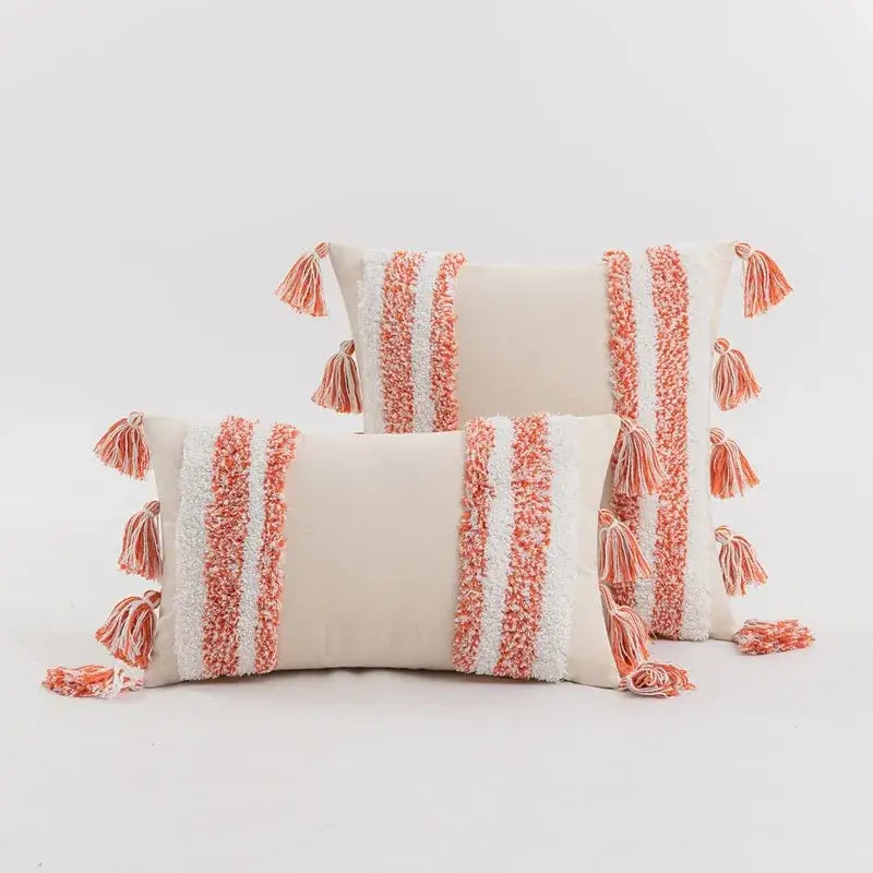 Tufted Tasseled Cushion Cover