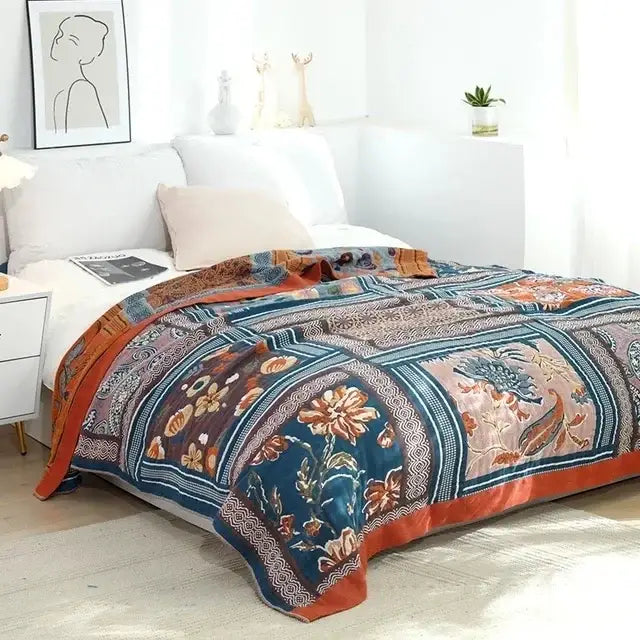 Floral Cotton Gauze Blanket