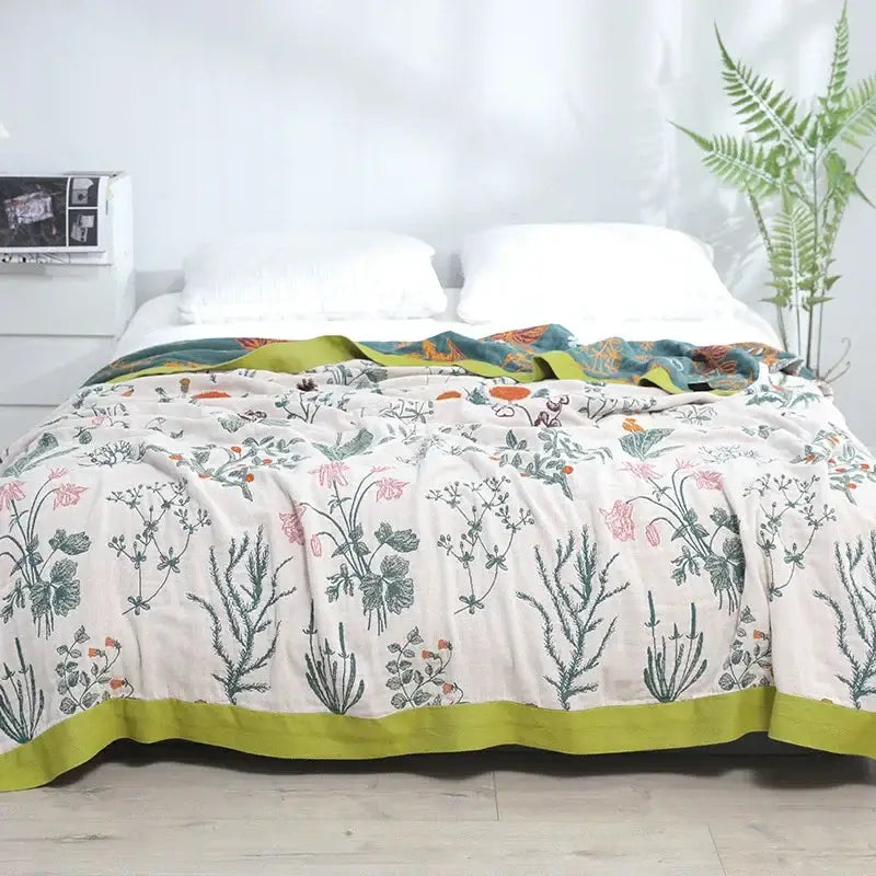 Floral Cotton Gauze Blanket