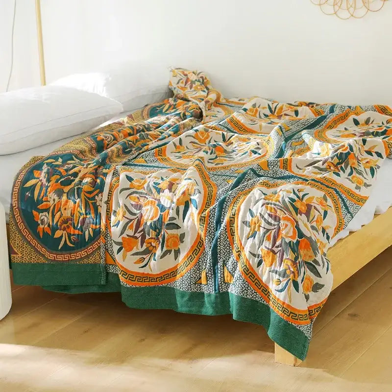 Floral Cotton Gauze Blanket
