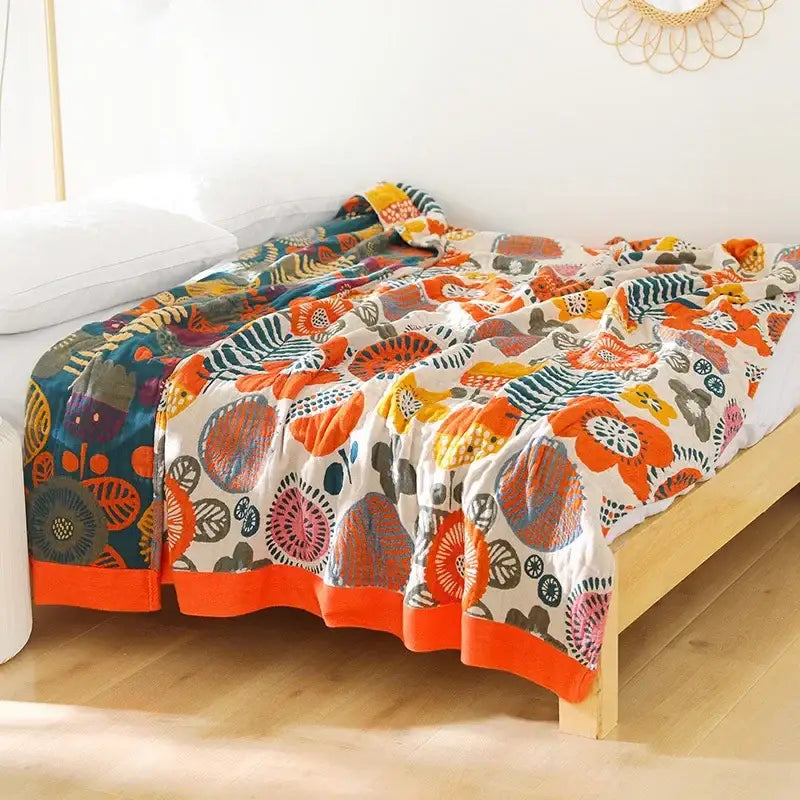 Floral Cotton Gauze Blanket