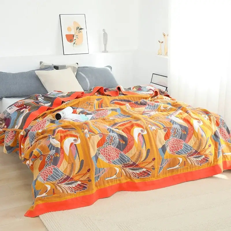 Floral Cotton Gauze Blanket